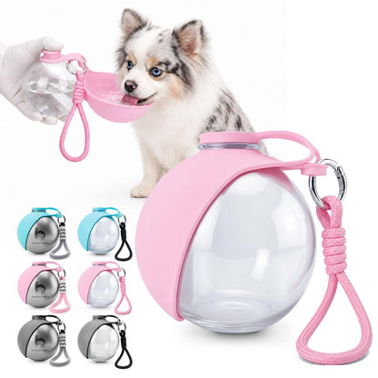 Portable Dog Water Bottle with Silicone Bowl, Travel Water Dispenser for Small Dogs, Walking and Hiking, Light Grey
