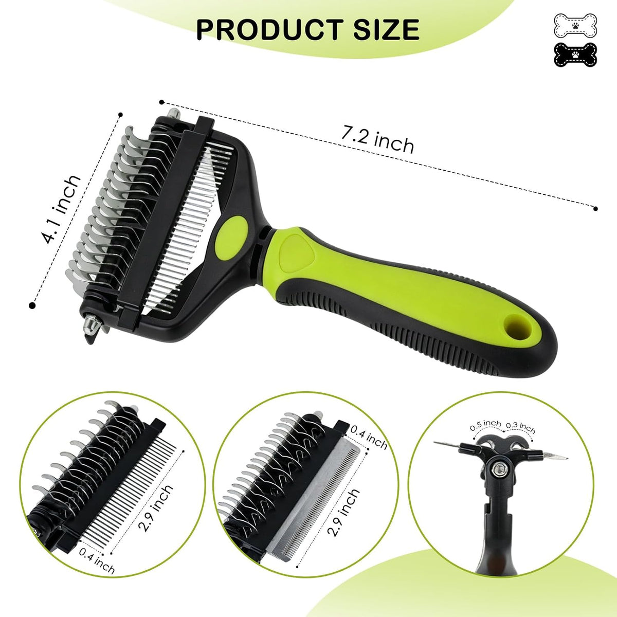 3-IN-1 Pet Brush for Deshedding and Grooming Tool (Green)