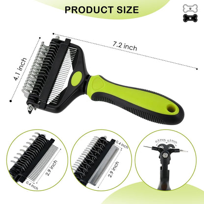 3-IN-1 Pet Brush for Deshedding and Grooming Tool (Green)