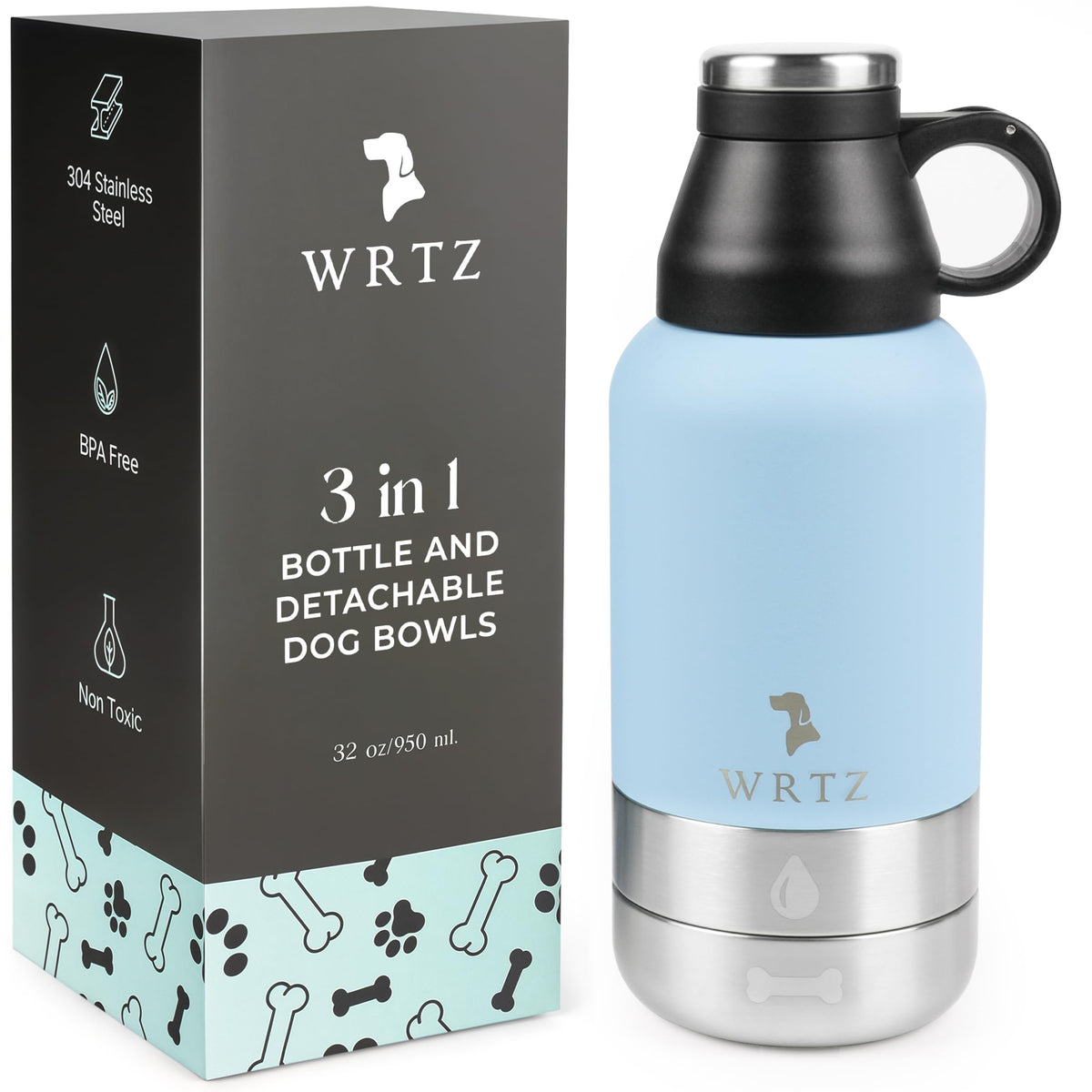 Portable Dog Water Bottle with 2 Removable Water Bowls for Dogs – Leak-Proof Insulated Stainless Steel Dog Water Bottle – Travel Accessories for Dogs - 32oz - Lavender