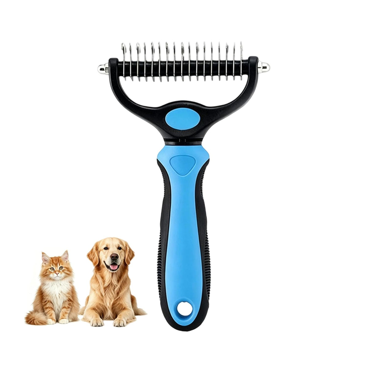 Pet Grooming Combo Kit, 2 Pack Dematting Comb & Stainless Steel Pet Comb, Dog Brush for Shedding & Mats Tangles, Pet Hair Grooming Tool for Dogs Cats with Long & Short Hair