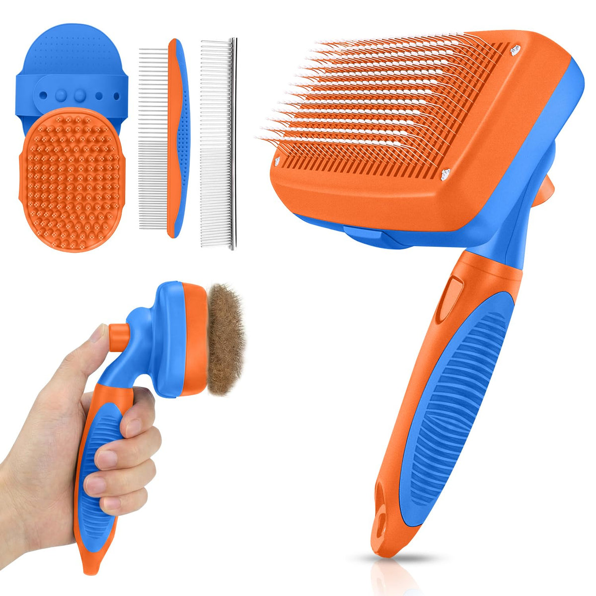 Cleaning Shedding Brush - Professional Pet Grooming Kit Skin Friendly Grooming Tool for Dogs, Cats, and Puppies, Deshedding and Hair Removal for Long/Short Haired Pets, Blue
