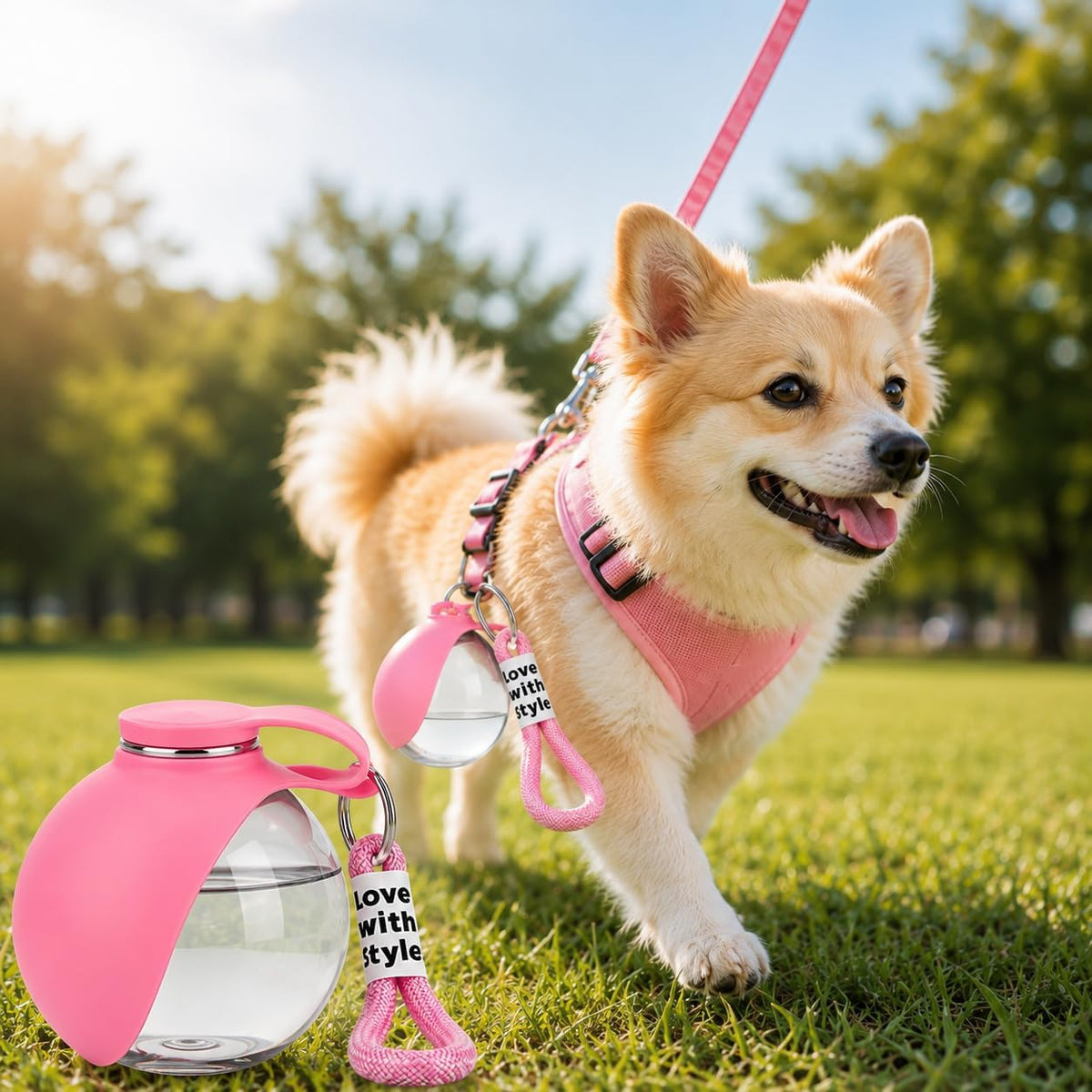 2-in-1 Portable Dog Water Bottle with Bowl, 10oz