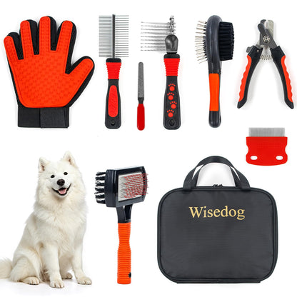 Wisedog 7-in-1 Dog Grooming Kit for Small Medium Dogs & Cats, Blue