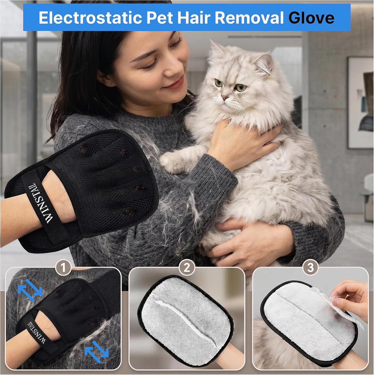 Pet Hair Removal Glove & Dog Brush for Shedding Bundle – Dog Hair Remover, Cat Hair Remover, Self-Cleaning Dog Grooming Brush & Dematting Comb for Dogs, Cats & Rabbits (Blue)