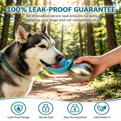 Portable Dog Water Bottle with Fold-Out Silicone Bowl