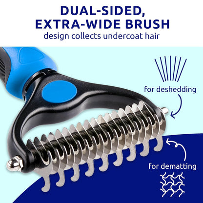 Pet Grooming Combo Kit, 2 Pack Dematting Comb & Stainless Steel Pet Comb, Dog Brush for Shedding & Mats Tangles, Pet Hair Grooming Tool for Dogs Cats with Long & Short Hair