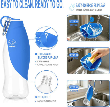 Dog Water Bottle with Foldable Bowl, 20oz Large Capacity