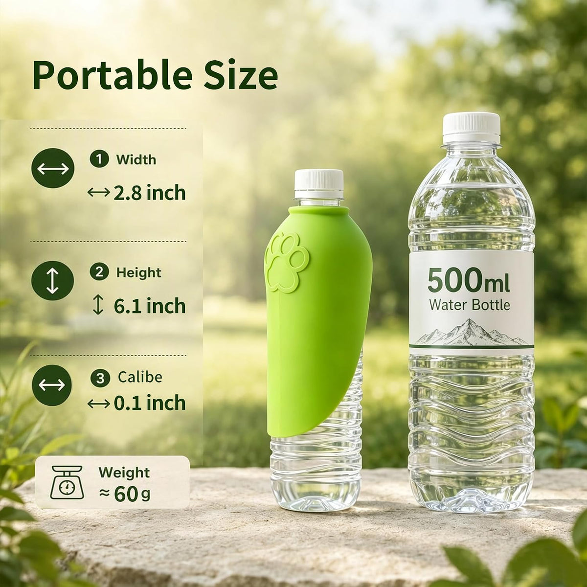 2PCS Portable Dog Water Bottle, Silicone Leaf Pet Water Bottle for Walking