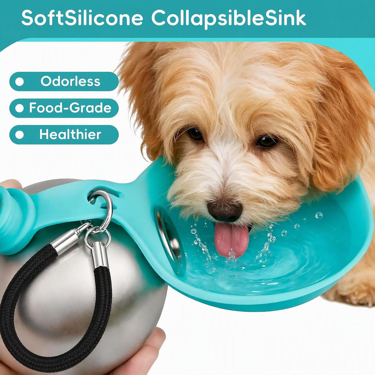 2-in-1 Portable Dog Water Bottle with Bowl, 10oz Leak-Proof Stainless Steel Pet Travel Water Dispenser for Small Dogs & Puppy, No-Spill Design for Walking, Hiking (Blue A)