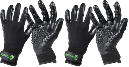 H HANDSON Pet Grooming Gloves - Patented #1 Ranked, Award Winning Shedding, Bathing, & Hair Remover Gloves - Gentle Brush for Cats, Dogs, and Horses (Grey, Large)