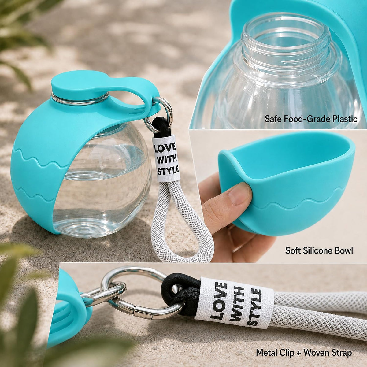 Dog Water Bottle – 2-in-1 Foldable Bowl, BPA-Free, 10oz