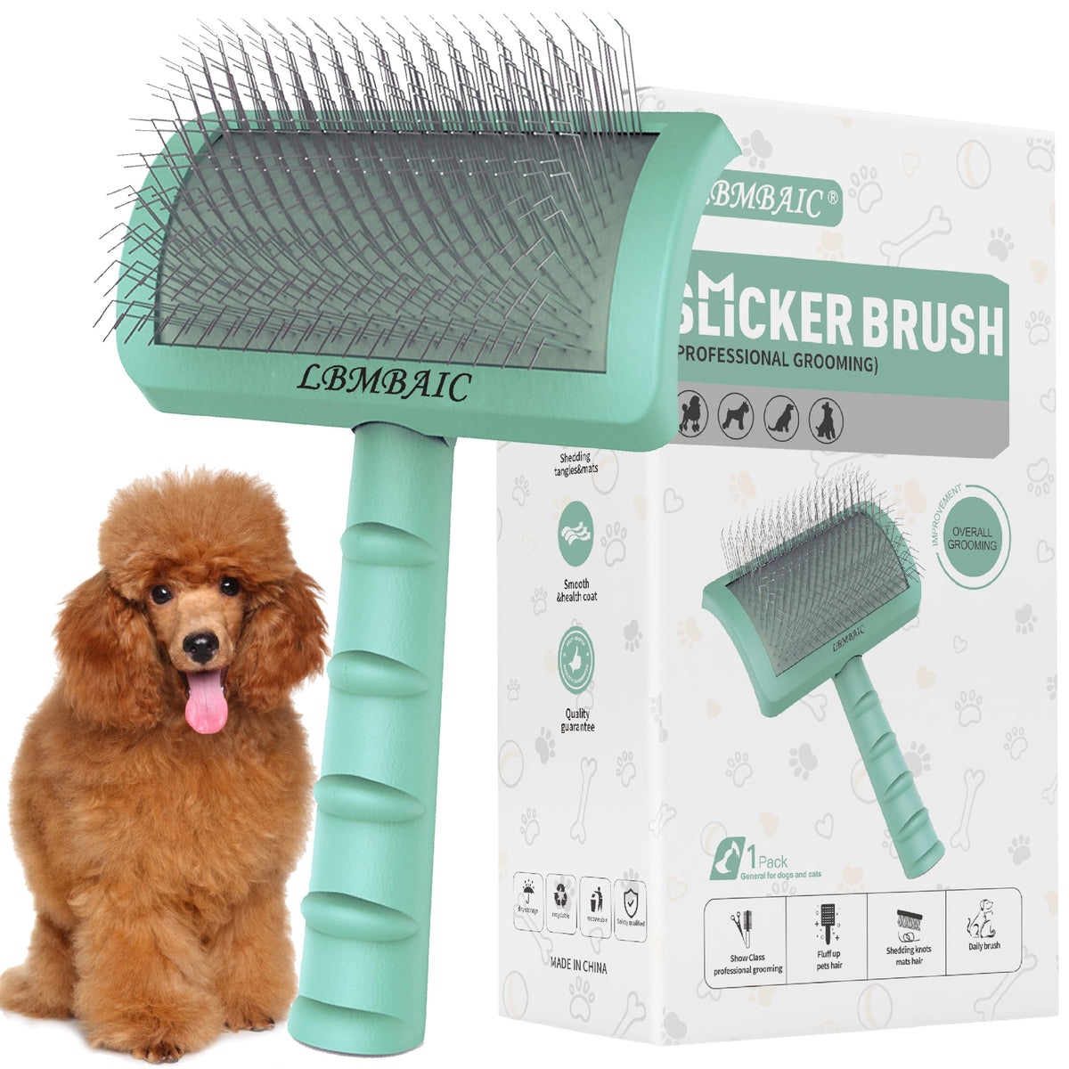 Dog Slicker Brush for Doodles Poodles Fluffy Deshedding Loose Hair.