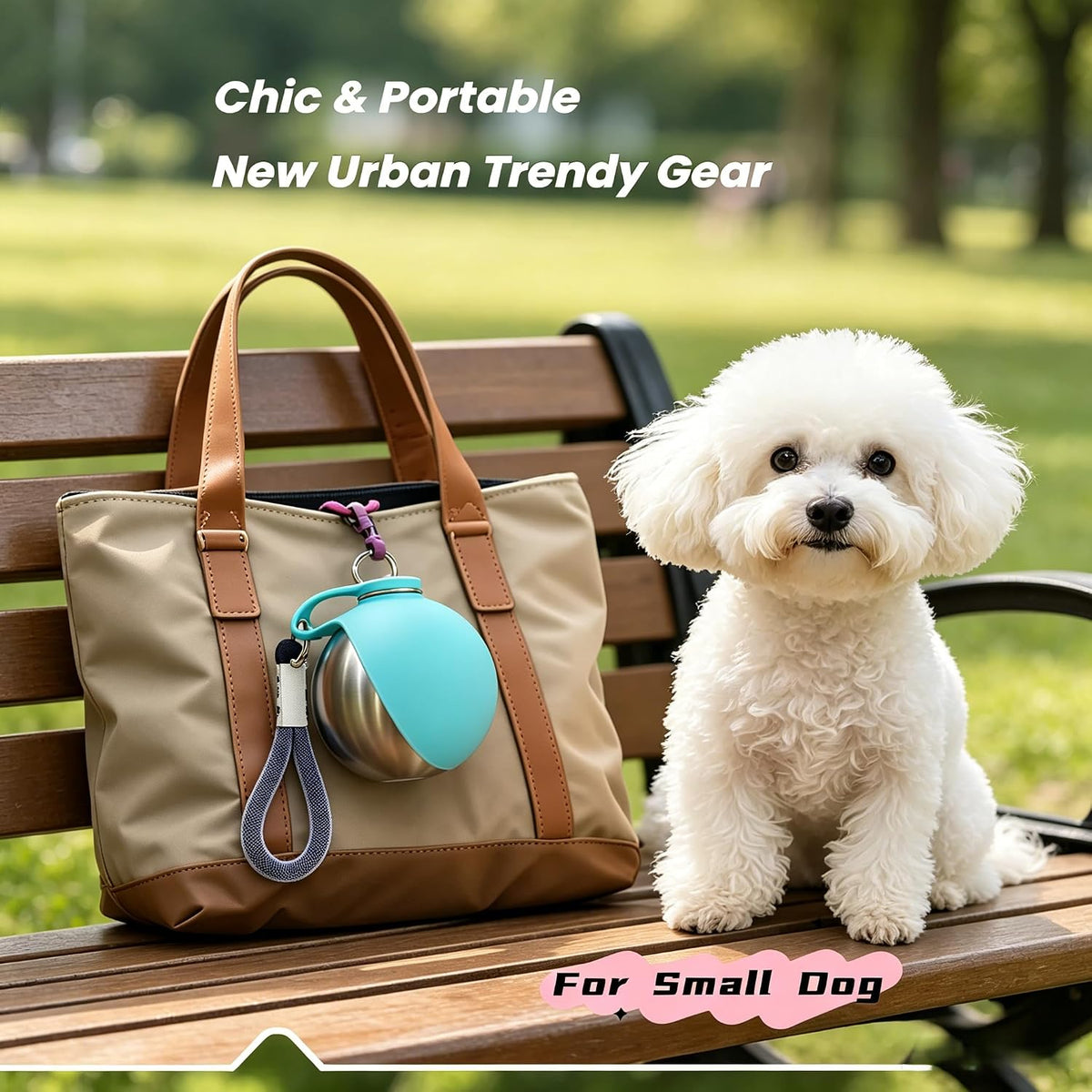 2-in-1 Foldable Silicone Dog Water Bottle, 9.6oz Stainless Steel