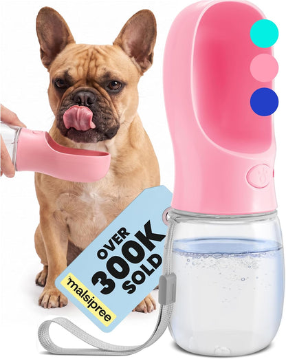 MalsiPree Dog Water Bottle Dispenser - 12 oz Navy Blue, Leak-Proof