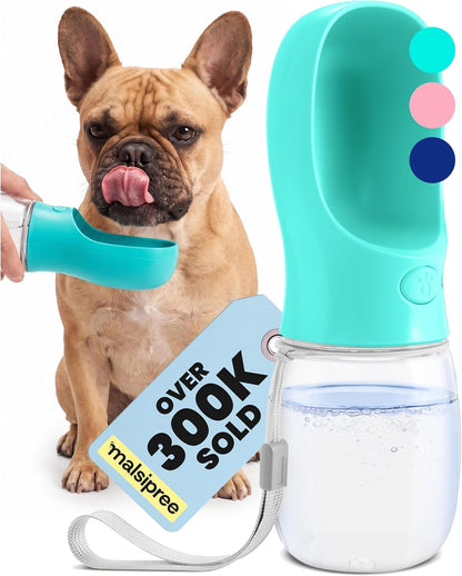 MalsiPree Dog Water Bottle Dispenser - 12 oz Navy Blue, Leak-Proof