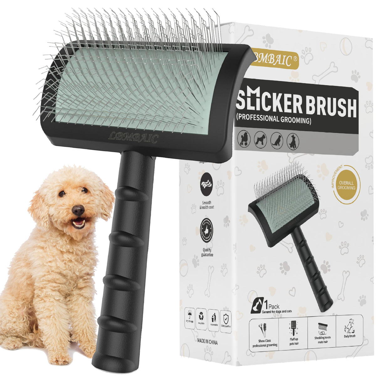 Dog Slicker Brush for Doodles Poodles Fluffy Deshedding Loose Hair.