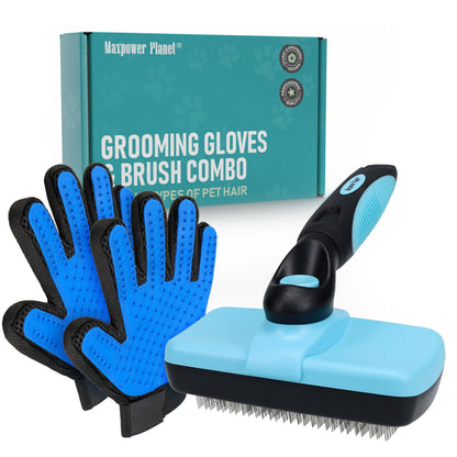 Maxpower Planet Hair Brush - Double Sided Shedding, Dematting Undercoat Rake for Dogs and Cats, Extra Wide Dog Grooming Brush, Reduce Shedding by 95%, Black