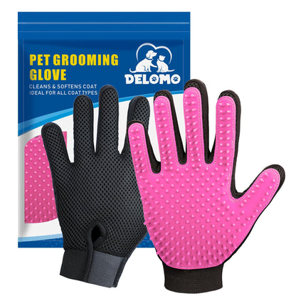 Pet Hair Removal Glove with 255 Silicone Tips for Dogs & Cats,1 Pair Purple