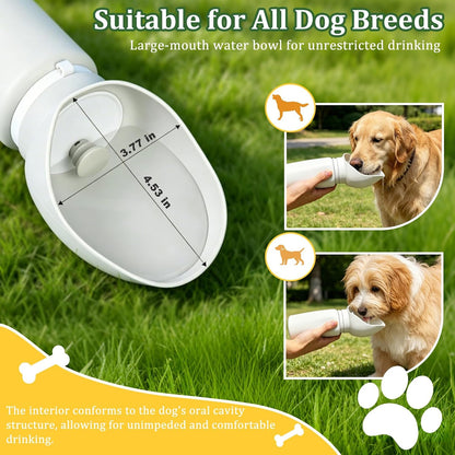 2 in 1 Foldable Dog Water Bottle, Leakproof Portable Pet Dispenser, Grey