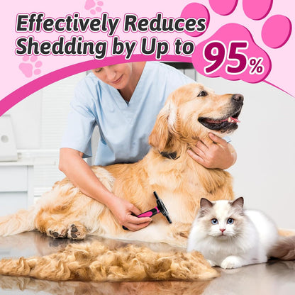 MIU COLOR Long Hair Pet Grooming Brush for Medium & Large Dogs & Cats,Pink