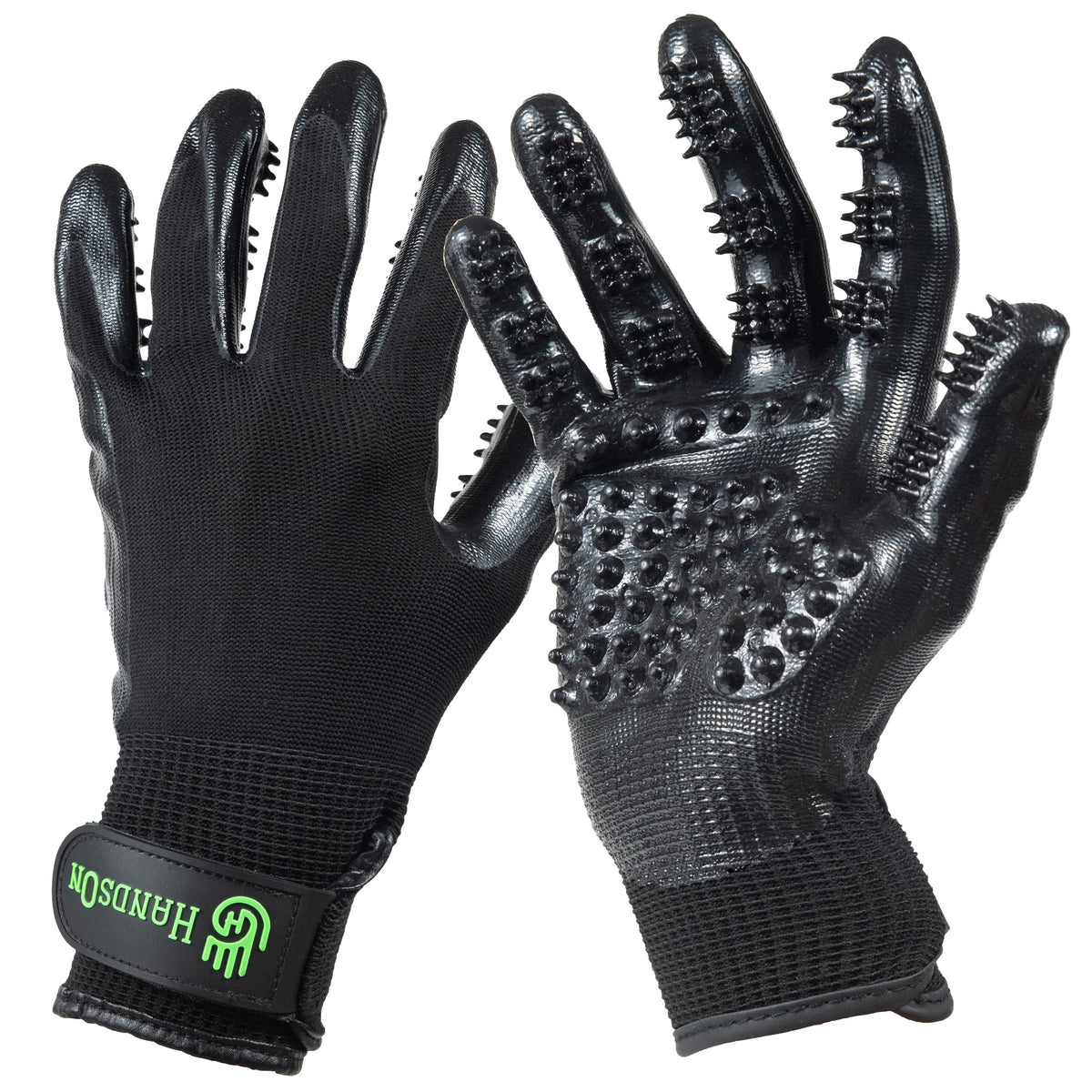 H HANDSON Pet Grooming Gloves - Patented #1 Ranked, Award Winning Shedding, Bathing, & Hair Remover Gloves - Gentle Brush for Cats, Dogs, and Horses (Grey, X-Large)